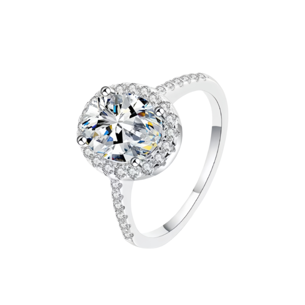 110-04: Center Stone 1 Carat Color D, Clarity VS1; Oval-Cut Lab-Grown Diamond Engagement Ring with Four-Prong Setting