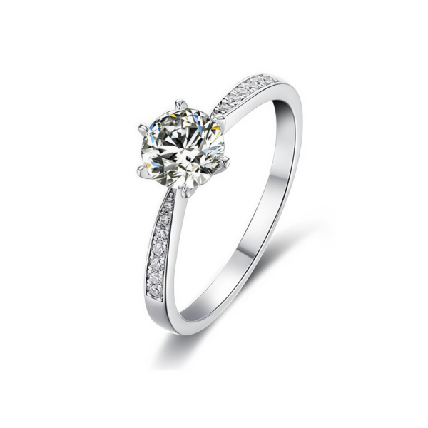110-02 Lab-Grown Diamond Center Stone: 0.5 Carat, Color D, Clarity VS1. Round Brilliant Cut Lab-Grown Diamond Engagement/Proposal Ring with Six-Prong Setting