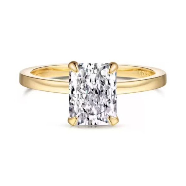 110-16 main stone: 1 ct, D color, VS1 clarity; classic four-prongoval lab-grown diamond engagement ring, Radiant cut 925