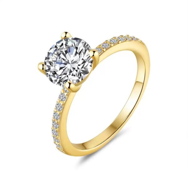 110-08: Center Stone 1 Carat, Color D, Clarity VS1; Round-Cut Lab-Grown Diamond Engagement Ringwith Four-Prong Setting