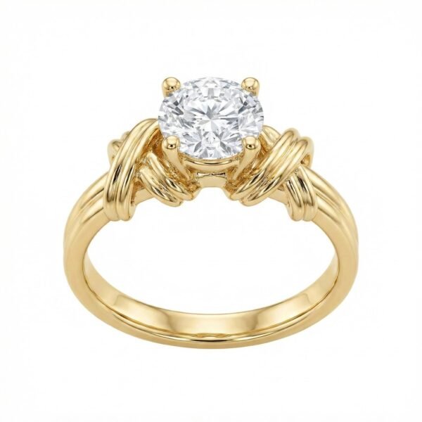 110-09: Center Stone 1 Carat, Color D, Clarity VS1; Round Brilliant Cut Lab-Grown DiamondEngagement Ring with Four-Prong Setting