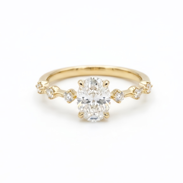 110-14 Center Stone: 1.0ct, D Color, VS1 Clarity; 4-Prong Oval Lab-Grown Diamond Engagement Ring